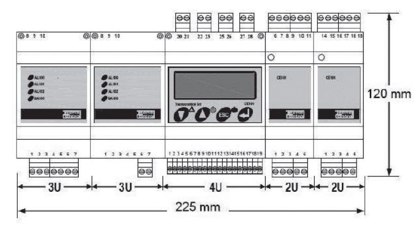 CENTRALE DETECTION GAZ 2/6 POINTS ALIM 12/24V - SUR RAIL DIN 3 RELAIS 2 SONDES