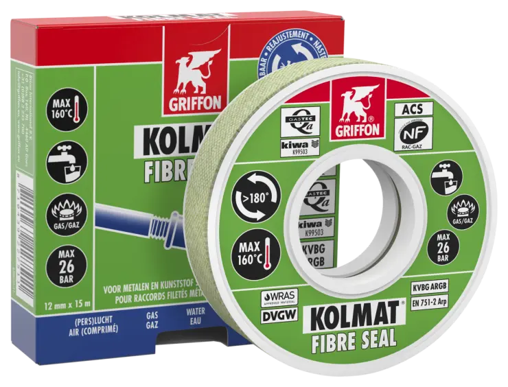 BANDE D'ETANCHEITE POUR RACCORD FILETE KOLMAT FIBRE SEAL RL 12MM X 15M EN751-2 NF540