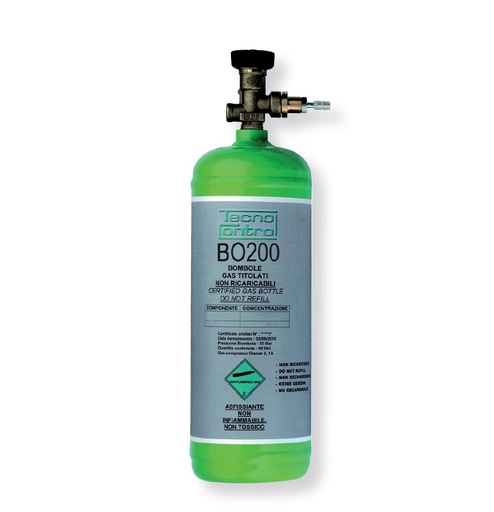[TECBO200] BOUTEILLE GAZ CH4 1% VOLUME 2L - 60 L UTILES AVEC VANNE - POUR ESSAI CAPTEUR